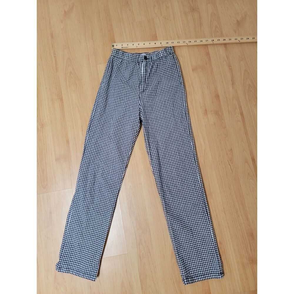 John Galt Brandy Melville Gingham Pants Black White Straight Leg One Size